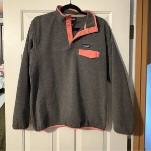 Patagonia Synchilla Snap-T Fleece Pullover Grey and Pink Sweater Women’s Medium